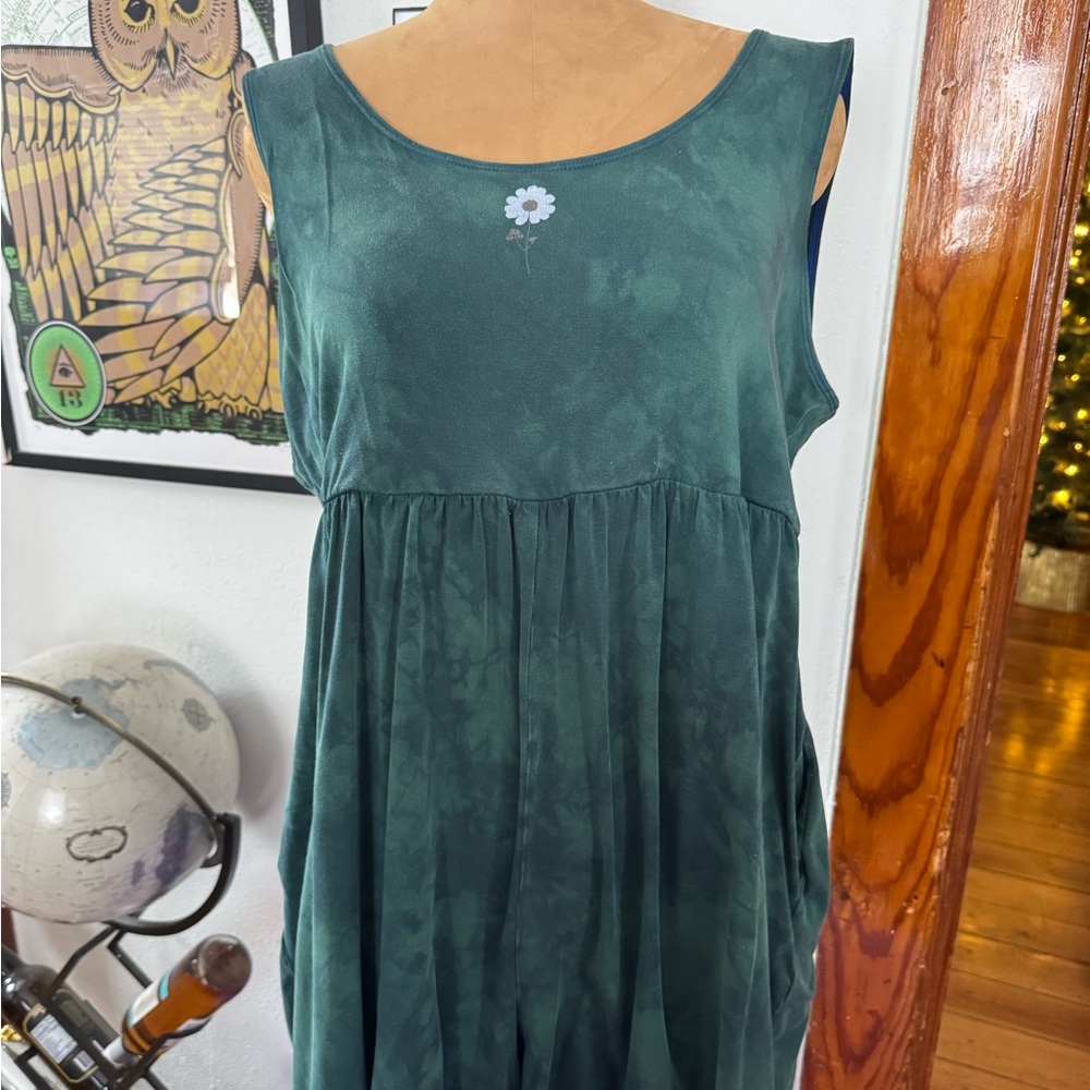 Purusha People Hand Dyed Romper with Floral Detail
